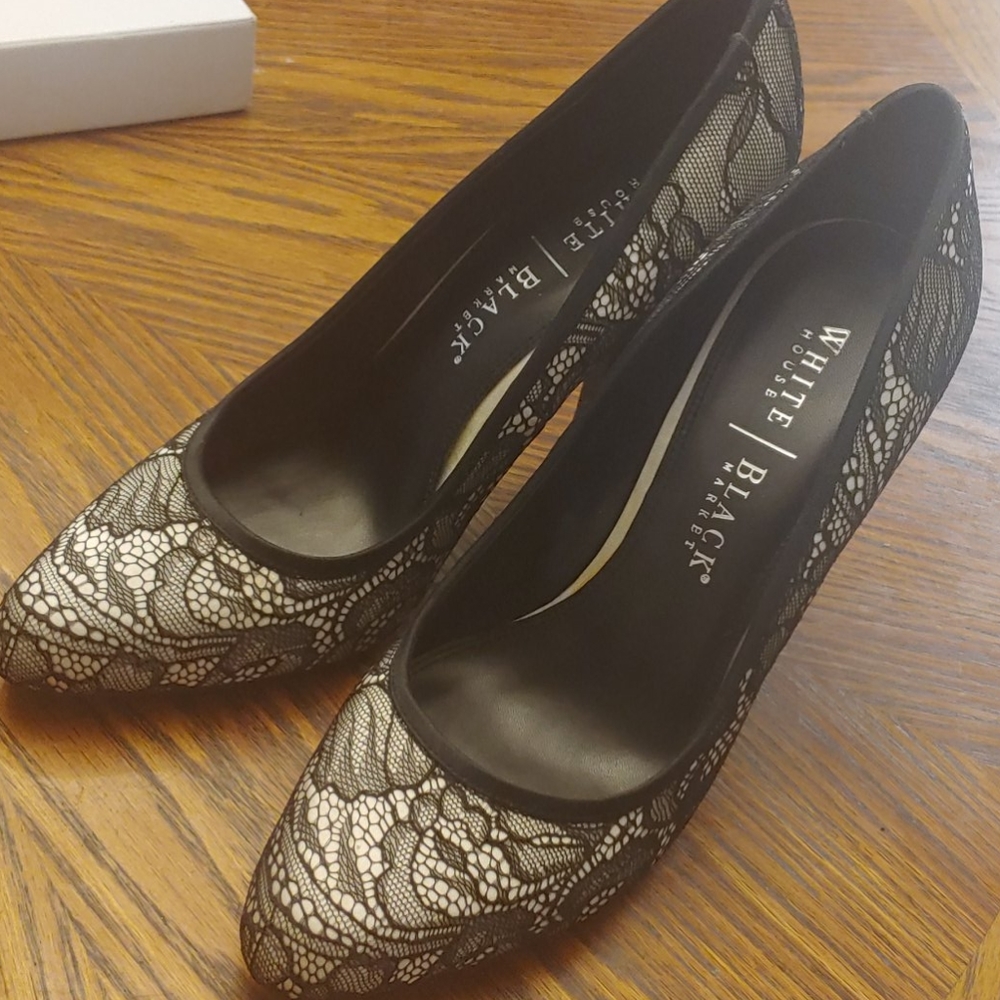 White House Black Market black and white heels